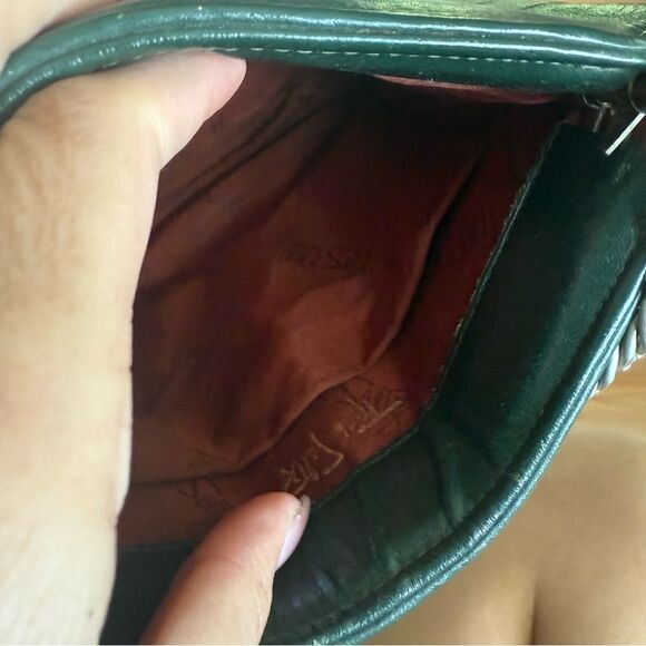 Vintage Ruth Green Leather Panther Cougar Head Purse Handbag Chain Silver - Picture 5 of 6